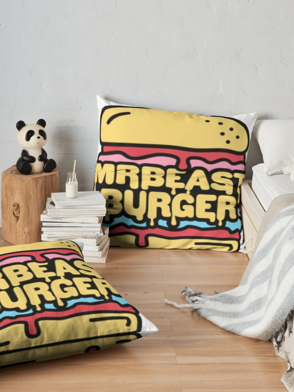 Mr Beast Burger  Throw pillow Official Mr Beast Shop Merch